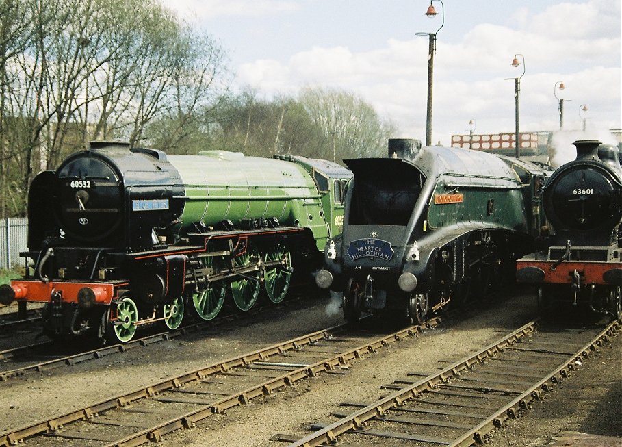 Peppercorn A2 60532 Blue Peter, Gresley A4 60009 Union of South Africa and O4 63601.