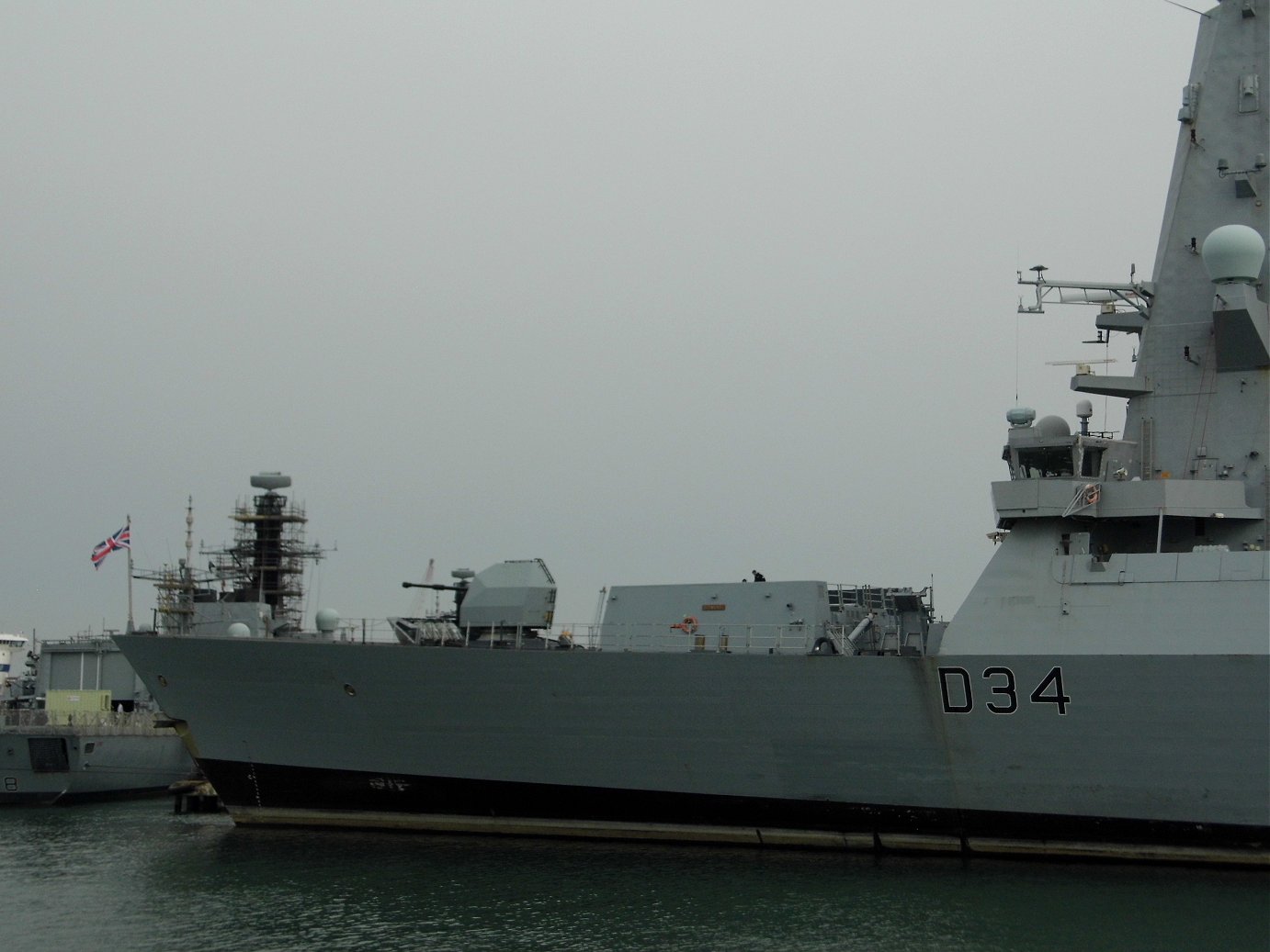 Type 45 destroyer H.M.S. Diamond D34 at Portsmouth Naval Base 23 April 2019