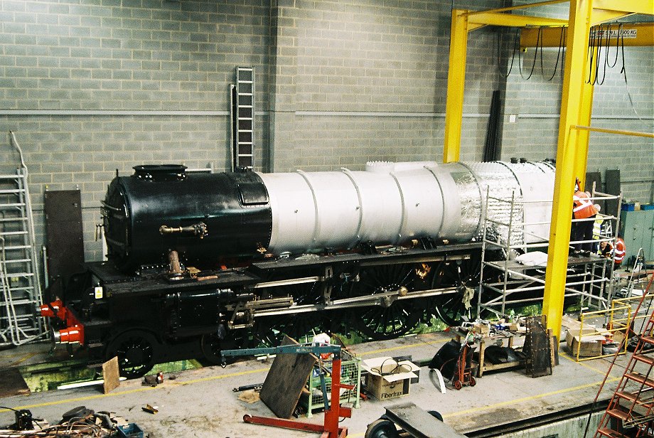 A1 60163 Tornado undergoing round-the-clock work ready for railtours from May at NRM, York Wed 20/4/11. 